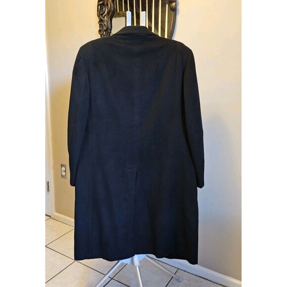 Vintage 80s 90s Cashmere Overcoat Monte Cristo Mens XL USA Black Long Trench Mob - Picture 10 of 12